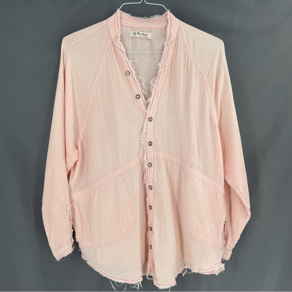 Free People We The Free Summer Daydream Buttondown Long Sleeve Oversized Tunic - Picture 7 of 12